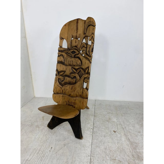 Brown African Hand Carved Tribal Chair, 1960s For Sale - Image 8 of 12