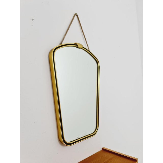Mid-Century Asymmetric German Brass Kidney Wall Mirror, 1960s For Sale - Image 6 of 10