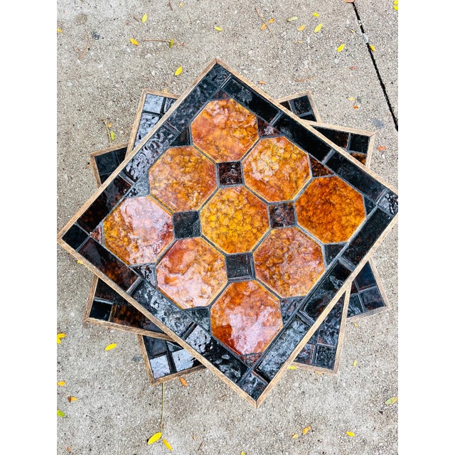 Mid-Century Modern Tile Top Side Tables- a Set of 3 | Chairish