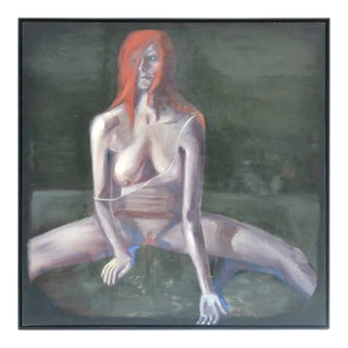 Nude Red Haired Female Painting on Wood For Sale