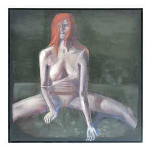 Nude Red Haired Female Painting on Wood