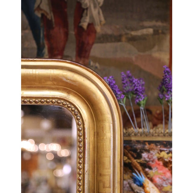 French 19th Century French Louis Philippe Gilt Wall Mirror With Greek Key Decor For Sale - Image 3 of 7