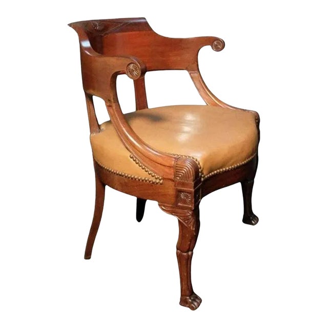 Early 19th Century Empire Mahogany Desk Chair For Sale