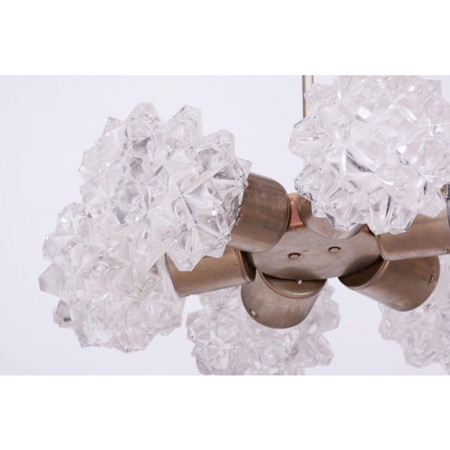 Mid-Century Czech Chandelier in Brass and Glass attributed to Kamenický Šenov, 1960s For Sale - Image 4 of 11