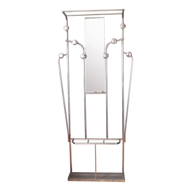 French Art Deco Polished Aluminum Coat Stand, 1940s For Sale