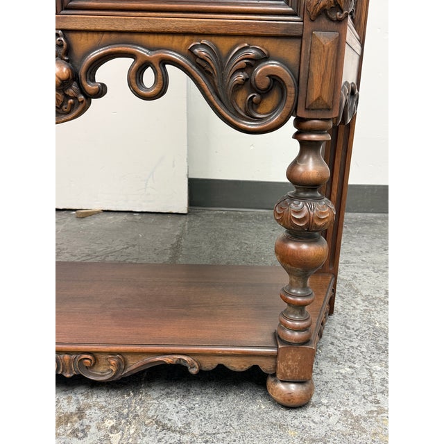 Empire Manufacturing Company Tudor Revival Walnut Highboard Cabinet, Circa 1920's For Sale - Image 11 of 12