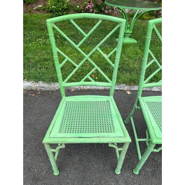 Meadowcraft Faux Bamboo Green Patio Dining Set in Green For Sale - Image 15 of 16