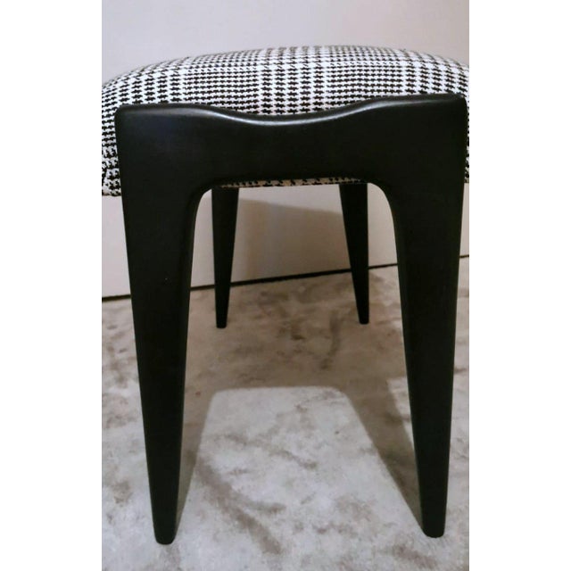 1950s Art Deco Italian Bench Wood and Fabric Dedar Prince of Wales For Sale - Image 11 of 12