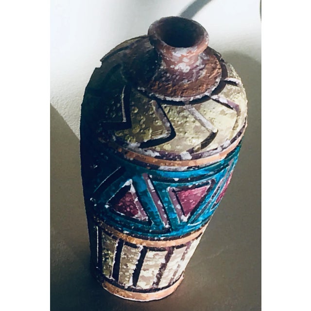 Mid-Century Modern Bitossi Geometric Lava Clay Vase Italian Mid-Century Modern Vintage For Sale - Image 3 of 6