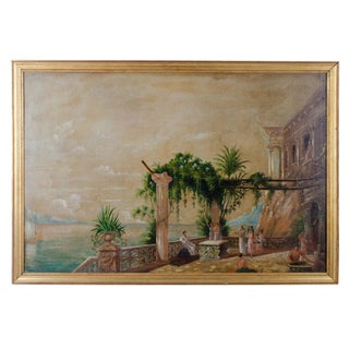 19th Century Classical Greek Scene Painting on Board For Sale