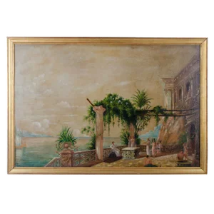 19th Century Classical Greek Scene Painting on Board