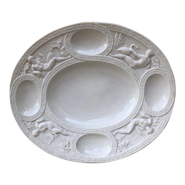 Circa 1856 White Victorian Majolica Mythological Platter Minton For Sale