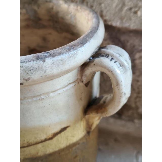 Vintage Italian Vase with Two Handles in Cream-Colored Glazed Terracotta For Sale - Image 6 of 7
