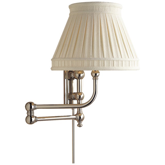 Pimlico Swing Arm in Polished Nickel with Linen Collar Shade Designer: Chapman & Myers Height: 17" Extension: 25"...