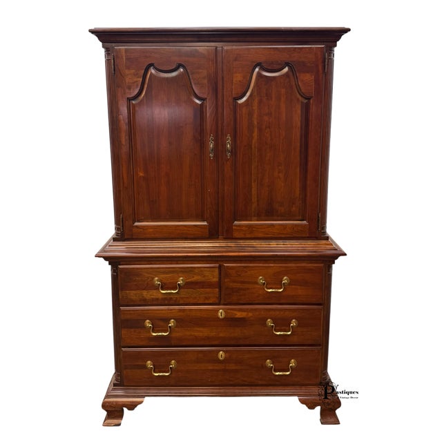 Late 20th Century Vintage Jamestown Sterling Chippendale Style Mahogany Armoire For Sale - Image 5 of 12