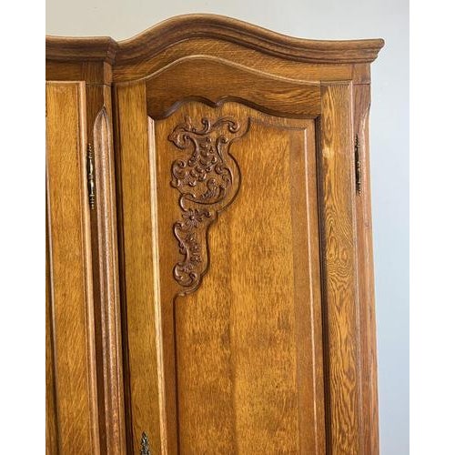 Wood Vintage French Louis XVI Style Wardrobe in Oak For Sale - Image 7 of 12