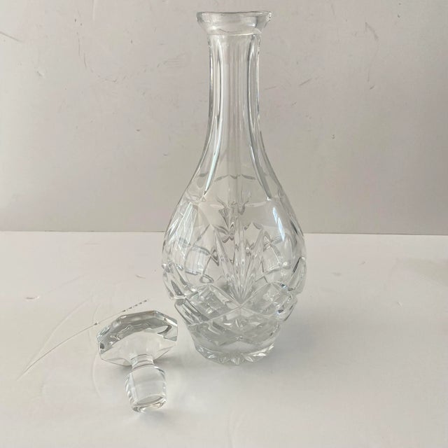 1980s Vintage 1980s Cut Crystal Cylindrical Decanter With Octagonal Stopper For Sale - Image 5 of 7