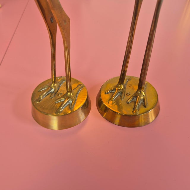Mid-Century Brass Heron Sculpture, Denmark, 1960s, Set of 2 For Sale - Image 4 of 6