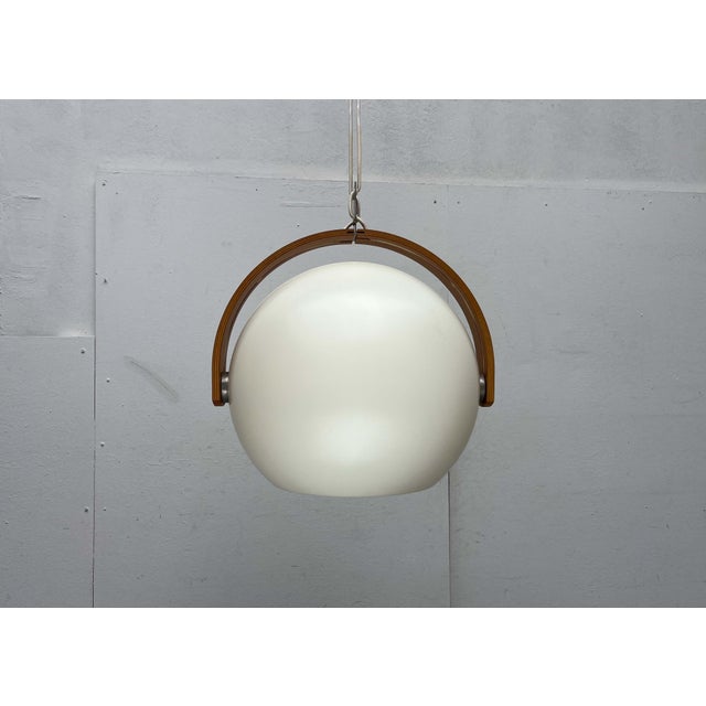 Mid-Century Modern Swiss Space Age Plastic and Plywood Pendant Lamp from Temde, 1960s For Sale - Image 16 of 18