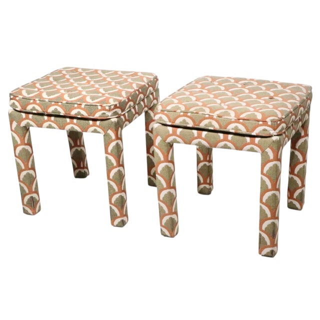 Pr. Postmodern Hollywood Regency Parsons Stools Benches Made in the U S a C. 1970's For Sale In New York - Image 6 of 11