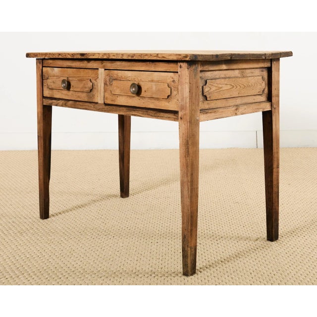 Country French Provincial Bleached Pine Writing Table Desk | Chairish