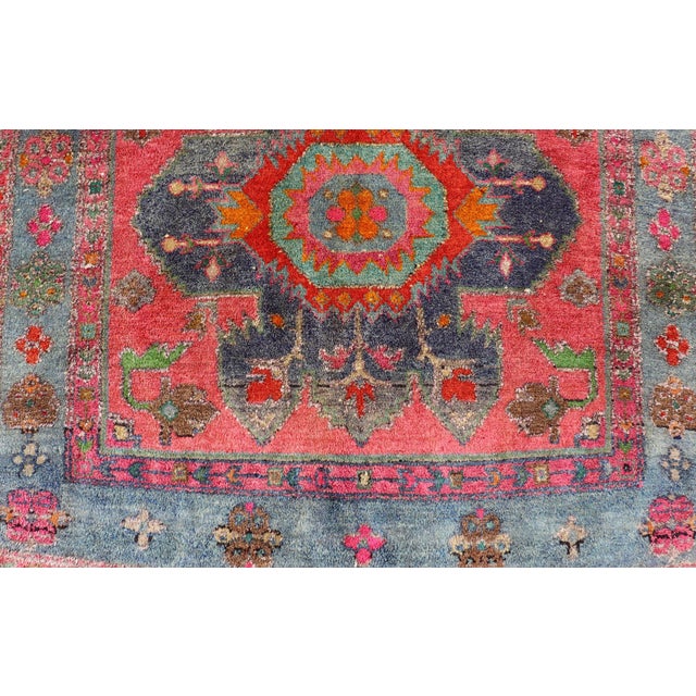 Vintage Caucasian Kazak Rug With Twin Medallions and Blue Border 3'9 X 6'1 For Sale - Image 10 of 12