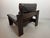 Brutalist Black Leather Lounge Chair with Dark Brown Wooden Frame by Sonja Wasseur, Netherlands, 1970s For Sale - Image 4 of 6