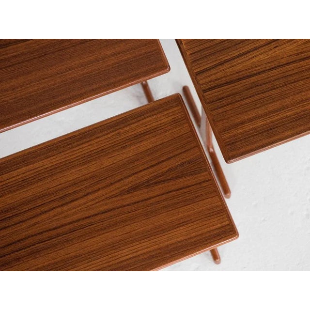 Midcentury Danish nest of 3 side tables in teak by Kai Kristiansen for Vildbjerg For Sale - Image 5 of 11