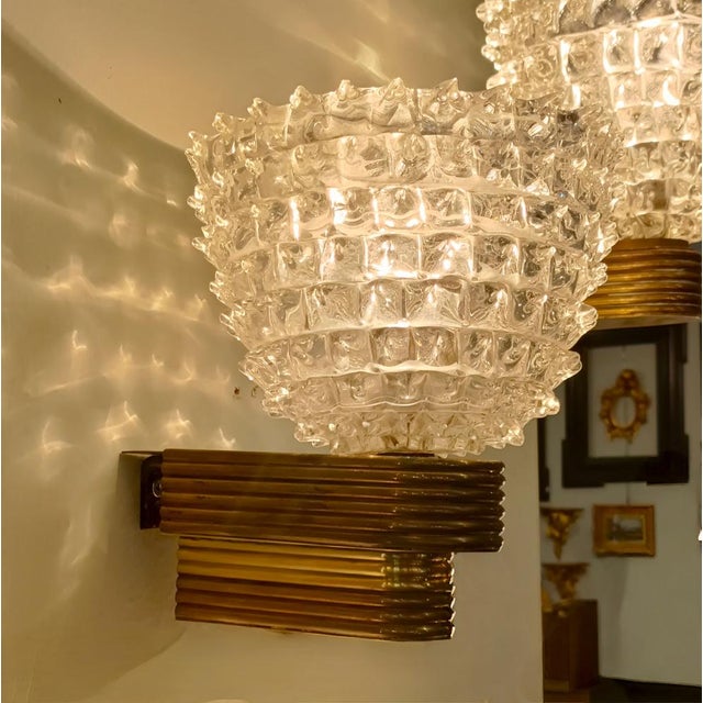 Rostrato Murano Glass and Brass Wall Lamp by Ercole Barovier for Barovier & Toso, Italy, 1940s For Sale - Image 11 of 13