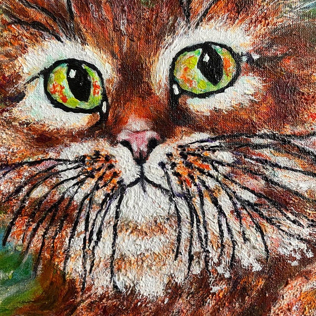 Irene Van Genderen-Van De Wilt, Orange Cat Painting, 2000s, Canvas and Beech For Sale - Image 4 of 17