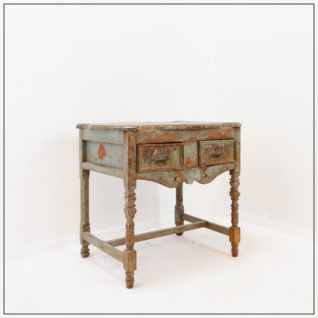 20th Century Wood Side Table with 2 Drawers For Sale - Image 17 of 17