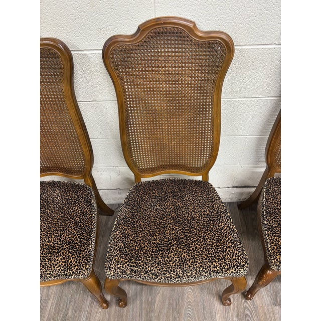 Late 20th Century Vintage French Provincial Louis XV Style Caned Back Dining Chairs - Set of 4 For Sale - Image 5 of 13