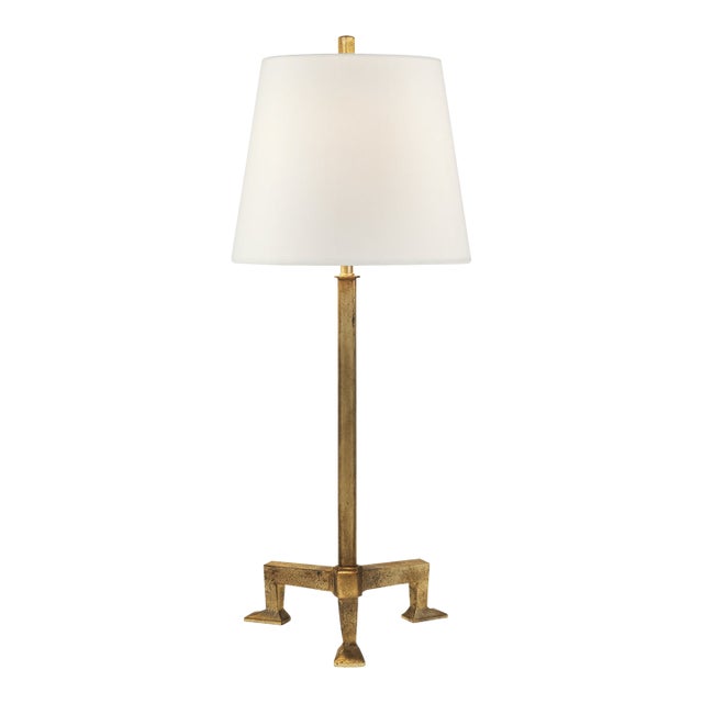Thomas O'Brien by Visual Comfort Signature Parish Buffet Lamp in Gilded Iron with Linen Shade For Sale