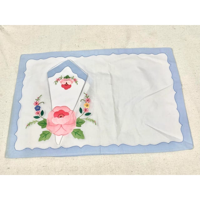Vintage Floral Appliqué Placemats With Napkins-Set of 12 For Sale - Image 10 of 13