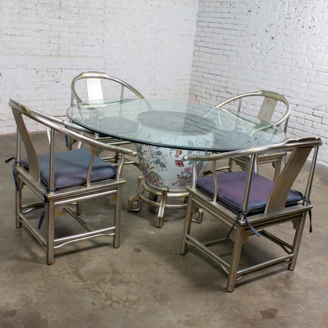 Late 20th Century Ming Treasures Fishbowl Pedestal Base Dining Table by Drexel Heritage Round Glass Top For Sale - Image 15 of 18