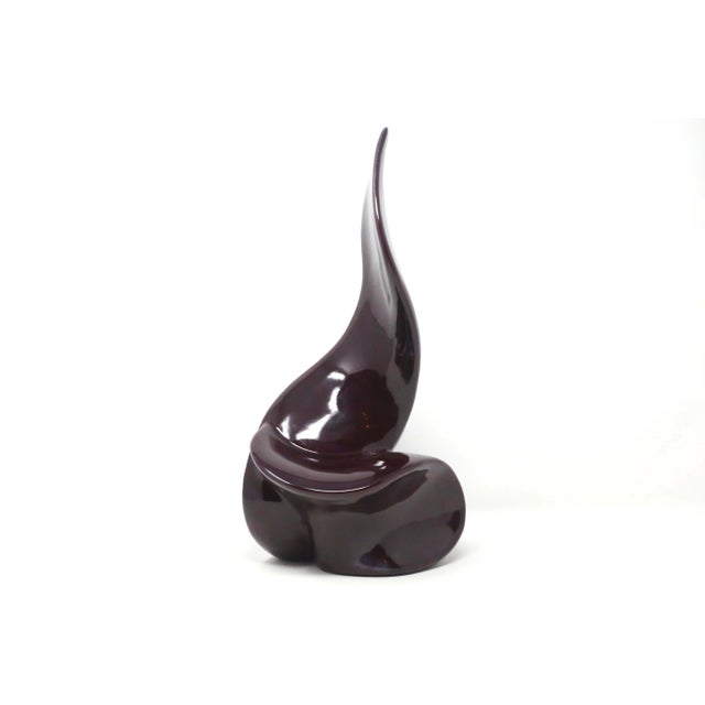 Postmodern 1980's Eggplant Purple Abstract Ceramic Sculpture For Sale - Image 3 of 7