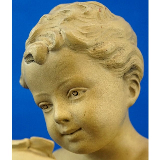 Bacchanalian Putto Child Bacchus Terracotta Sculpture by Bohumil Rezl, Czechoslovakia, 1800s For Sale - Image 14 of 18