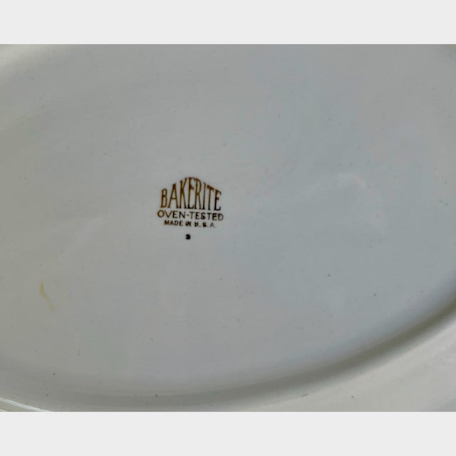 Vintage Harker Platter – Colonial Lady Pattern - 1940s Bakerite Oval Serving Plate For Sale In Miami - Image 6 of 7
