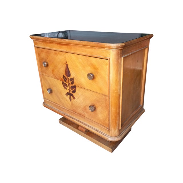 Wood Small Art Deco Inlaid Chest of Drawers, 1930s For Sale - Image 7 of 14