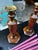 Rustic 1970s Country Core Pair of Wooden Candleholders and Pink Candles For Sale - Image 3 of 11