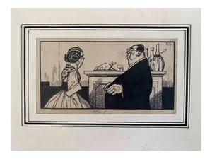 Carlo Rivalta, The Priest With Good Taste, China Ink, Early 20th Century