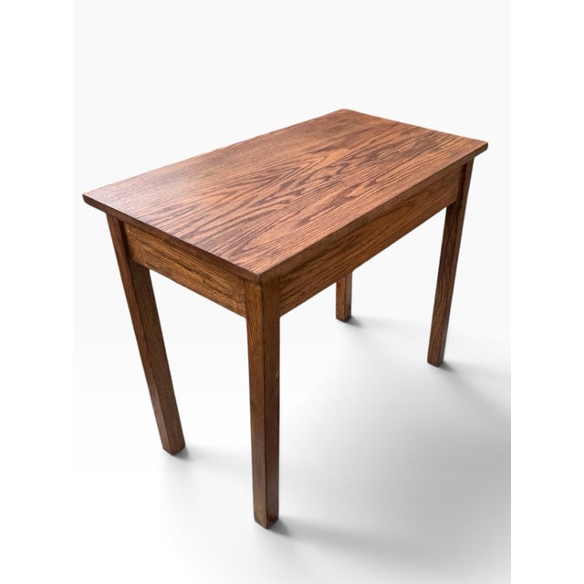 Vintage Solid Oak One-Drawer Writing Desk or Console Table, Refinished For Sale - Image 10 of 11