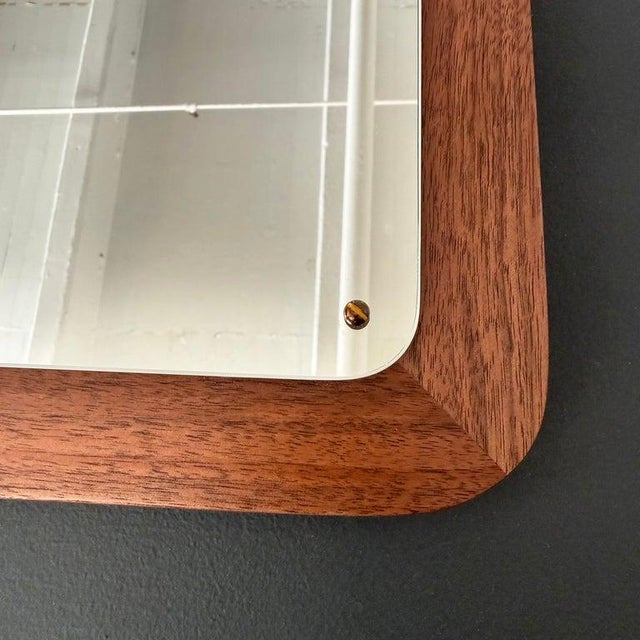 Wood Custom Modern Minimal Walnut Wall Mirror For Sale - Image 7 of 8