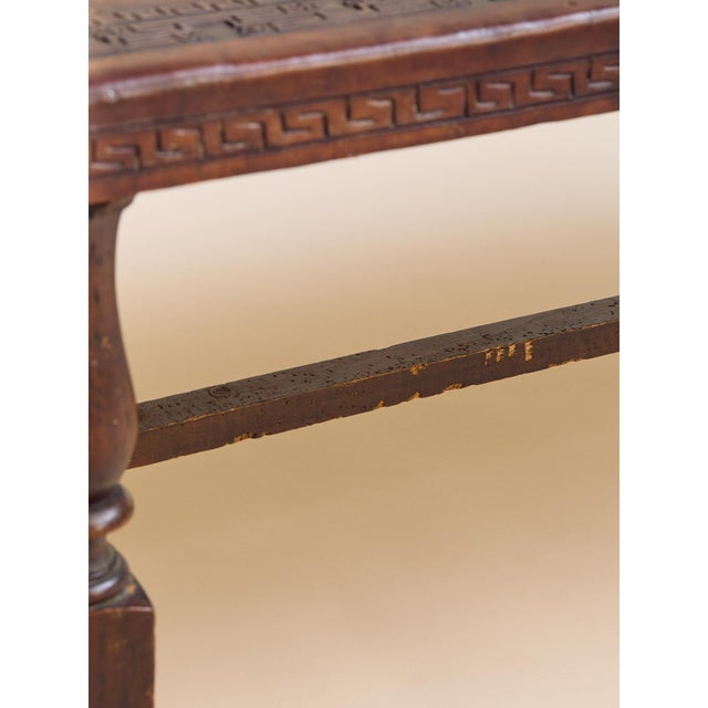 Wood The Vintage Peruvian Leather Carved Coffee Table For Sale - Image 7 of 9
