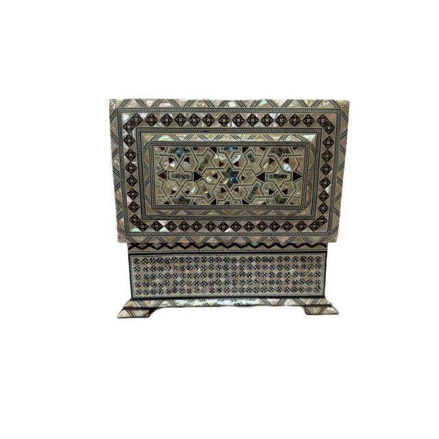 Handmade Mother of Pearl Jewelry Box – Egyptian Inlay Wood Decor For Sale - Image 6 of 8