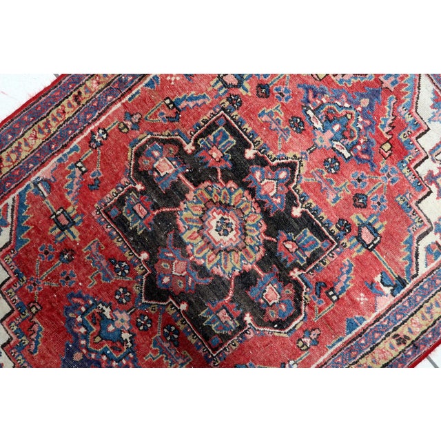 Textile 1920s, Antique Persian Heriz Rug Wool Handmade 3' X 4.4' For Sale - Image 7 of 10