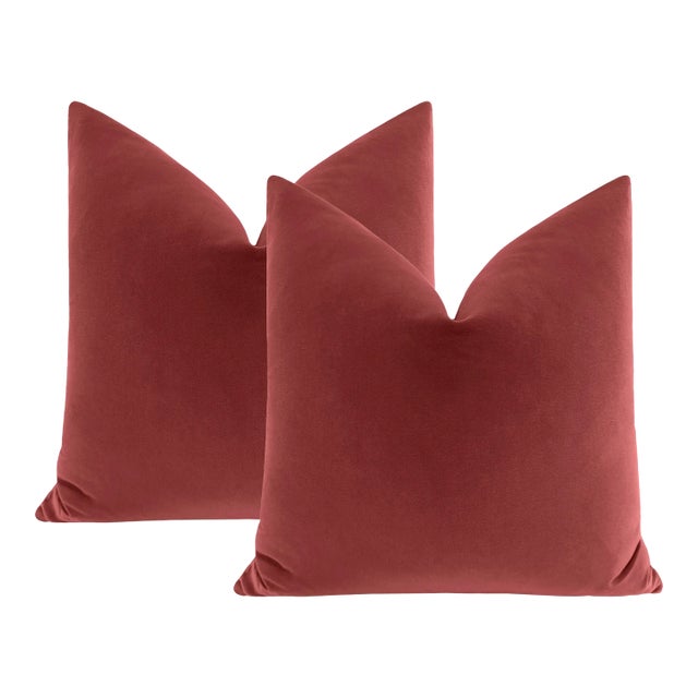 20" Rhubarb Designer Velvet Pillows - A Pair For Sale