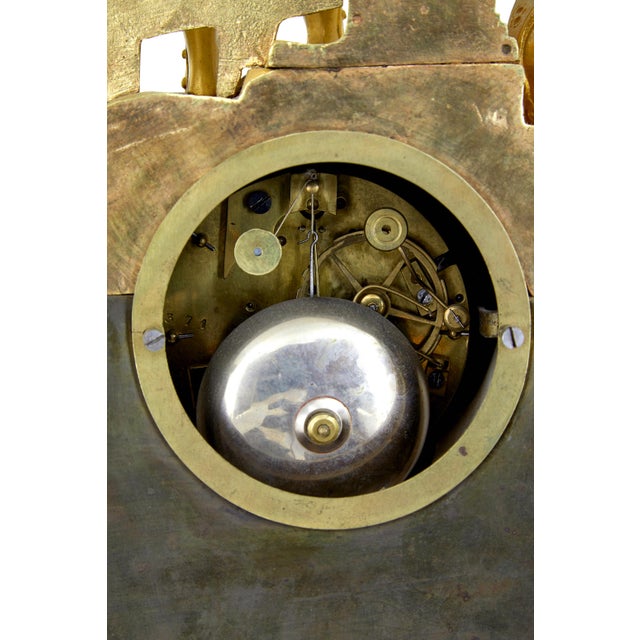 Late 19th Century Antique French Ormolu and Marble Figural Mantel Clock, 1870 For Sale - Image 5 of 10