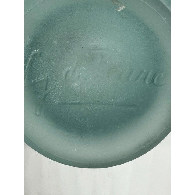 Antique Georges De Feure Signed Glass Vase - Aquamarine Frosted Color For Sale - Image 11 of 11