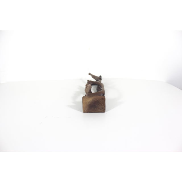 Brown Vintage Abstract Art Wood Sculpture, Acrobats, Dancers, Hand Carved From a Single Piece of Wood, Smooth Curvy, Original One of a Kind Teak For Sale - Image 8 of 10